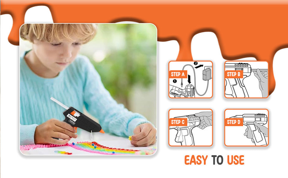 My DIY Mini Hot Glue Gun – Pack of 1 (100PCS) & Pack of 2 (200PCS) 7mm Glue Sticks for Crafting and Repairs, 10W Fast Heating Glue Gun with Built-in Safety Stand and Anti-Drip Nozzle