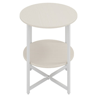 2-Tier Round Side Table - Multi-Level Storage Coffee Table for Plants/Lamps, Space-Saving Sofa/Bedside Organizer (15.75×15.75×18.5")