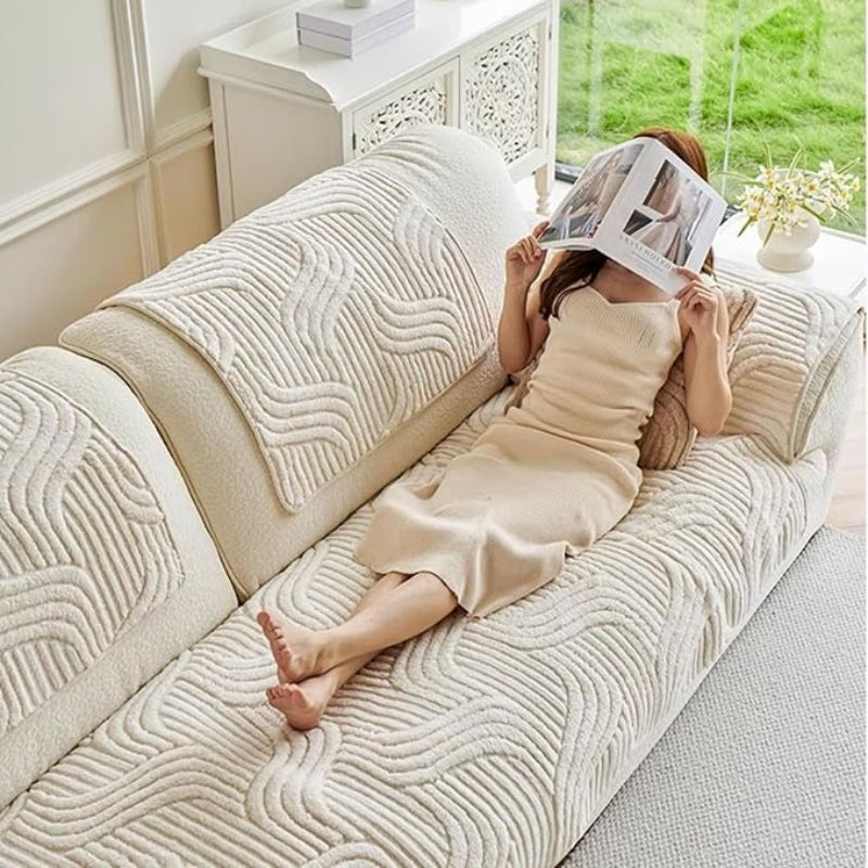 1pc Sofa Cover 1/2/3/4 Seater, Modern Luxury Shu Velveteen Couch Protector with Anti-Slip Design, Durable Pet-Friendly Plush Furniture Protector Slipcover, All Seasons Universal Sofa Cover for Living Room, Bedroom, Office, Machine Washable