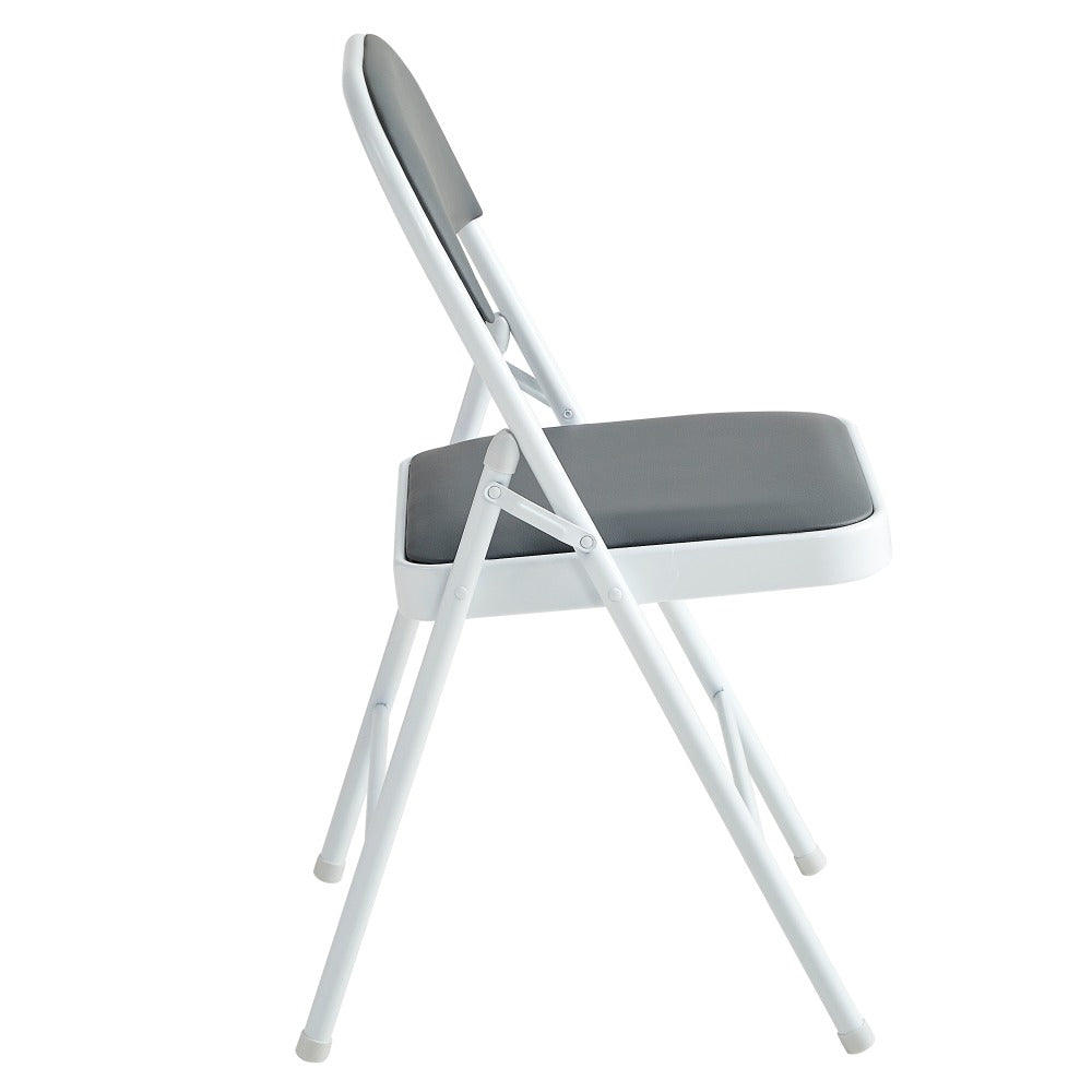 Faux Leather Folding Chairs Set of 4 with Metal Frame & Padded Seat – Foldable Dining, Office & Reception Chairs, Easy Fold & Store, 7 Colours