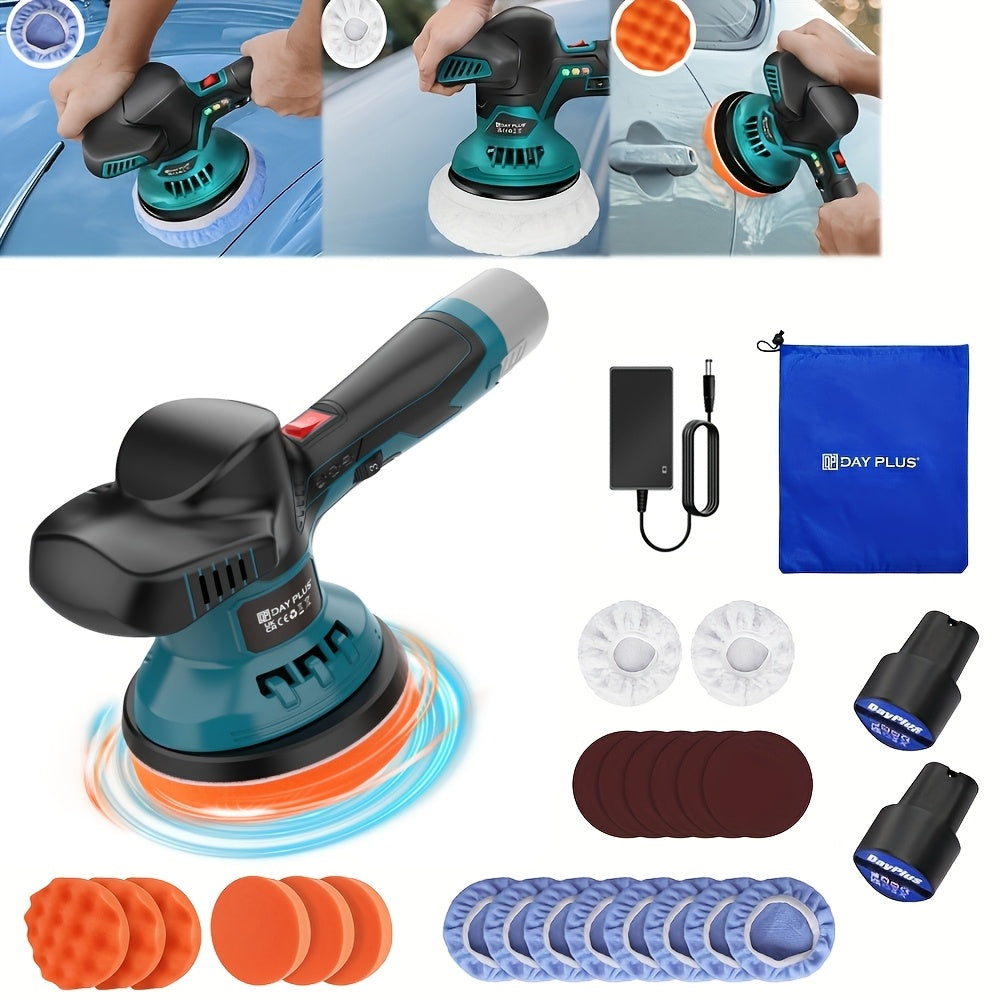 Car Polisher Buffer Sander Rotary Polishing Machine Car Buffers And Polishers Kit Car Buffer Polisher with 2 Batteries, 8 Variable Speeds, 22pcs Attachments Polisher Kit for Car Boat Floor Motorcycles Detailing Buffing Polishing