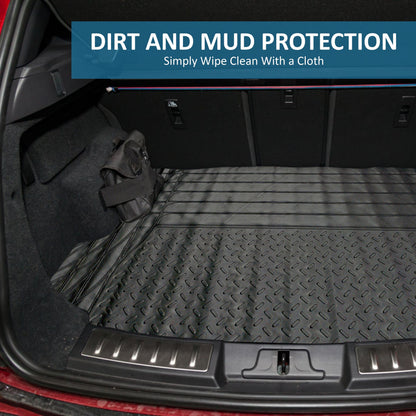 Black Rubber Car Boot Mat - 125 x 81 cm – Universal Car Boot Protector Non-Slip Heavy-Duty Rubber Mats for Cars SUV Truck and VAN, Waterproof - Trim To Fit