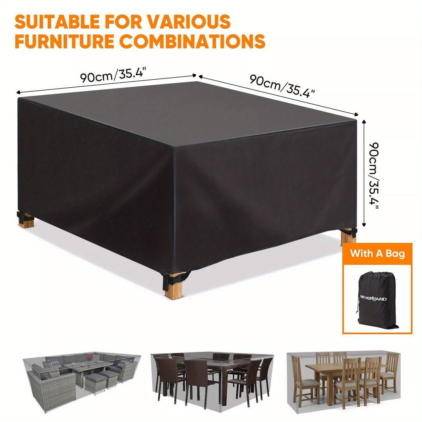 Heavy Duty Garden Patio Furniture Table Cover for Rattan Table Cube Set Outdoor Ideal for Patios, Gardens, And Balconies; Durable Fabric; Easy to Use; Suitable for All Seasons