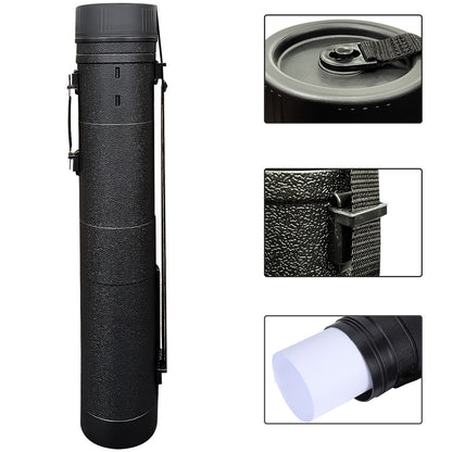 Adjustable Artist Drawing Tube, Telescopic Compact Teletube Storage Carrying Tube for Artworks, Drawing, Flip Chart, Arrow Tubes with a Carry Strap, Black (Small - 112 x 9 cm)