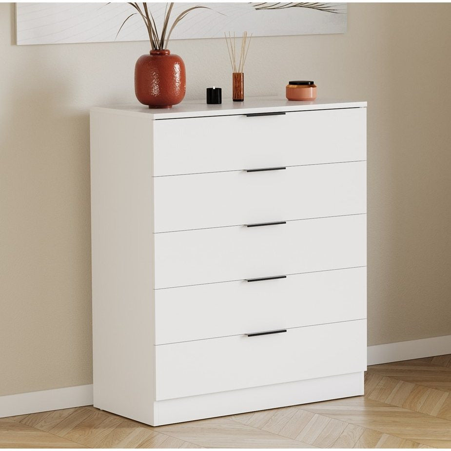 Vida Designs Trega 5 Drawer Chest Of Drawers Space-Saving Storage Smooth Glide Drawers Bedroom Furniture