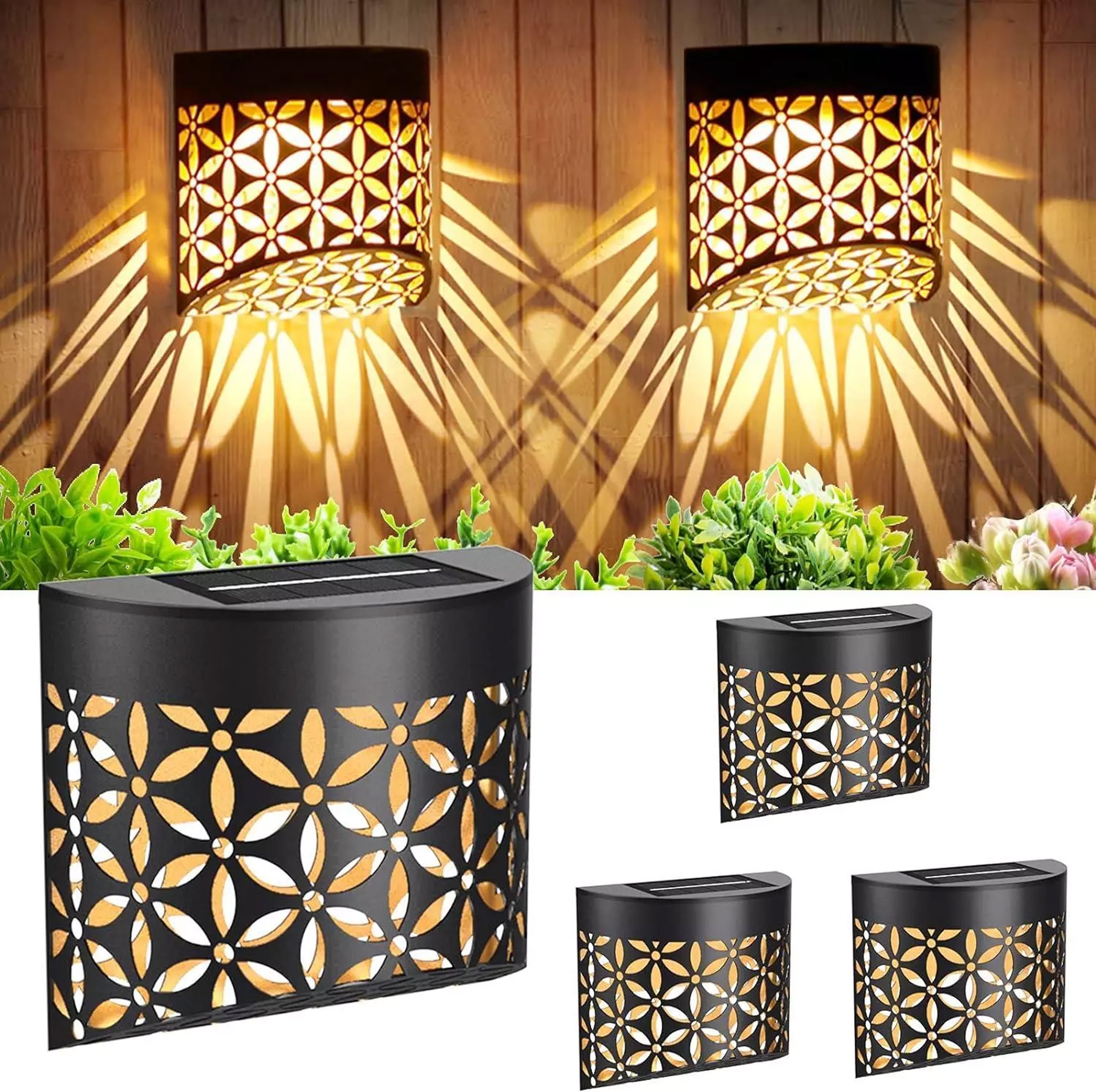 Petal Solar Fence Lights - 4 Pack Outdoor Wall Set