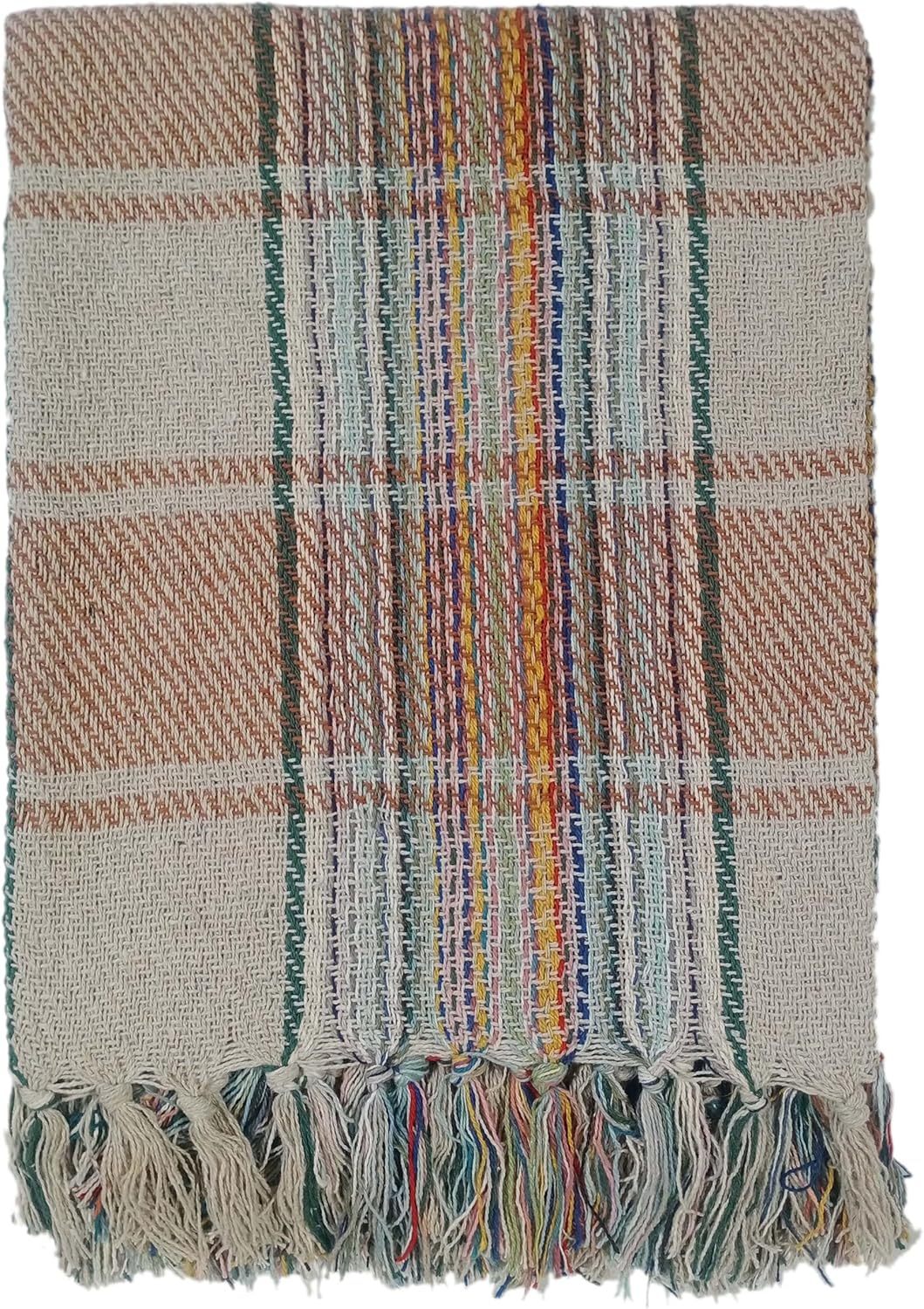 Picnic Blanket Check Stripe Design Super Soft Cosy Sofa Bed Camping Beach Garden Throw made from Recycled Cotton