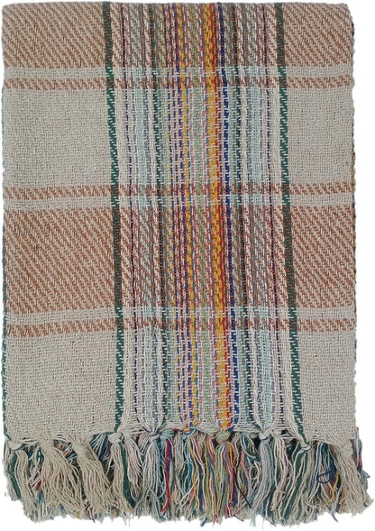 Picnic Blanket Check Stripe Design Super Soft Cosy Sofa Bed Camping Beach Garden Throw made from Recycled Cotton