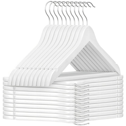 20/40pcs Wooden Coat Hangers, Strong Wood Hanger, with 360° Hook, Shoulder Notches for Suspenders, Coats, Jackets, Suits
