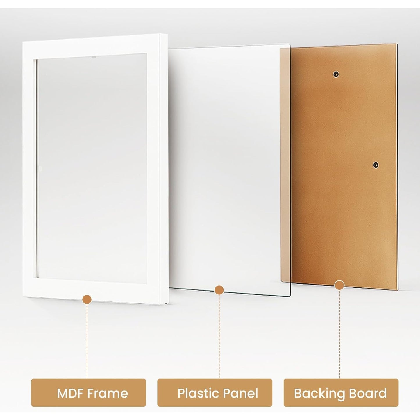 19 Pcs Wooden Photo Frame Set, Multi Size Picture Frames with Stand & Wall Hooks, Tabletop or Wall Mounted Display