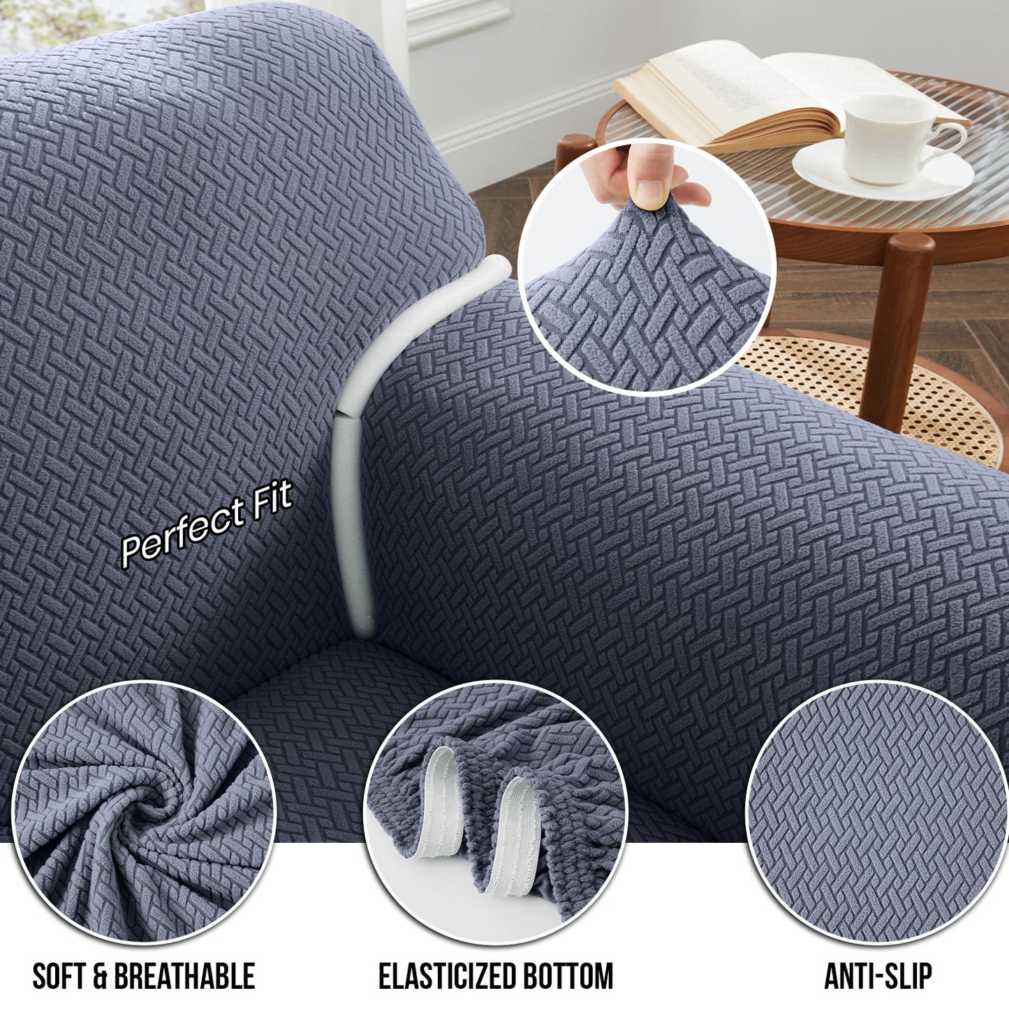 1pc Stretchable Spandex Elastic Sofa Cover – 1, 2, 3 Seater Polyester Spandex Furniture Protector, Anti-Slip Grip & Pet-Friendly, Machine Washable, Perfect for Living Room & Home Decoration