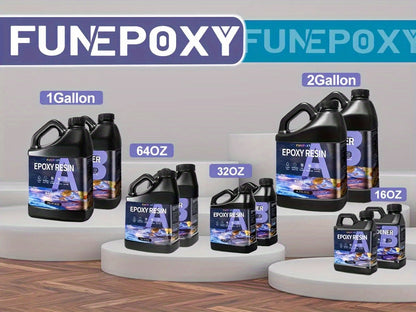 FUNEPOXY 16oz Table Top Epoxy Resin Kit, Crystal Clear Table Top Epoxy Resin, Self-Leveling, No Bubbles, Coating And Casting Resin Kit with Resin Mixer for Art Craft DIY, Wood, Tumblers, Jewelry Making, Molds, Bar& Surface Coat, Gifts