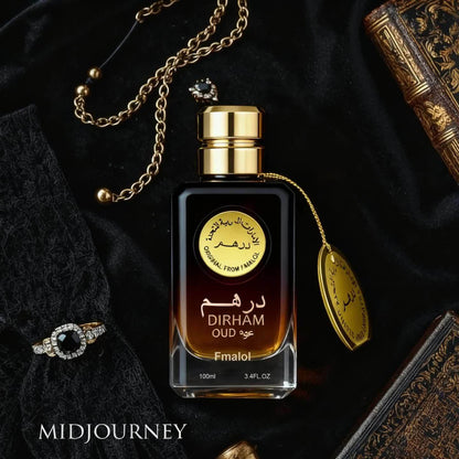 Dubai Oud Luxury Men's Eau De Parfum, 3.4oz. Arabian High - End Gift Box, Featuring a Golden Patterned Water Pot Design with Exquisite Texture. It Has an Oriental Woody Fragrance, Suitable for Men to Wear on High - End Occasions and in Daily Life.