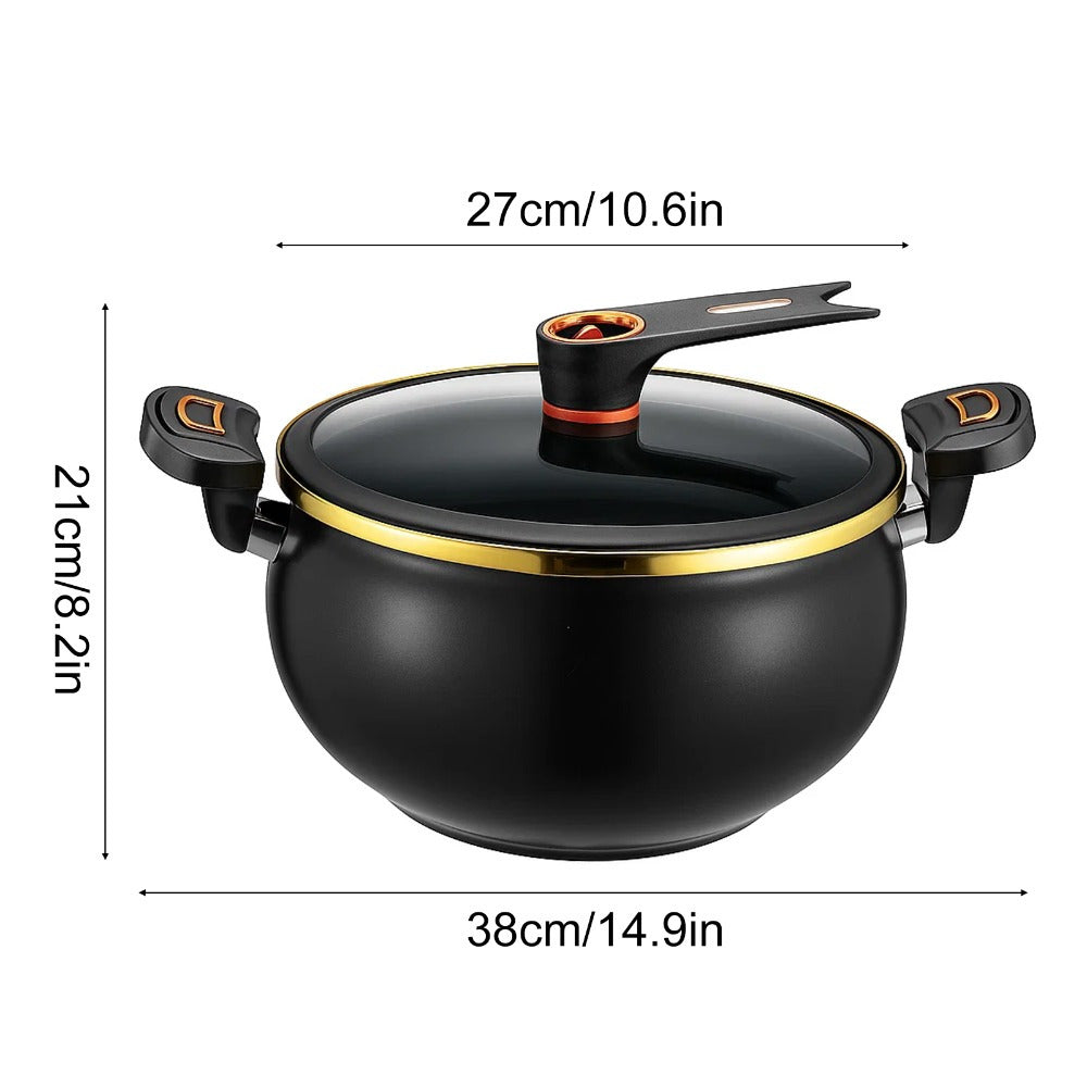 Large Capacity 8L Stew Pot with Lock Lid, Stock Pot for Braising, Soups, Stews, and Bread Baking, Induction Compatible, Oven & Stovetop Safe Kitchen Serving Essential