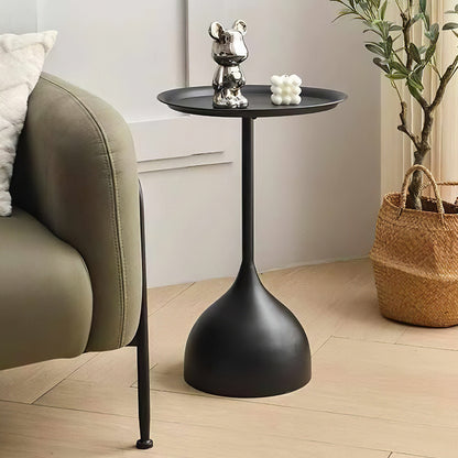 Dia.39cm Metal Round Coffee Table Outdoor Garden Table for Garden Terrace Balcony Living Room Black