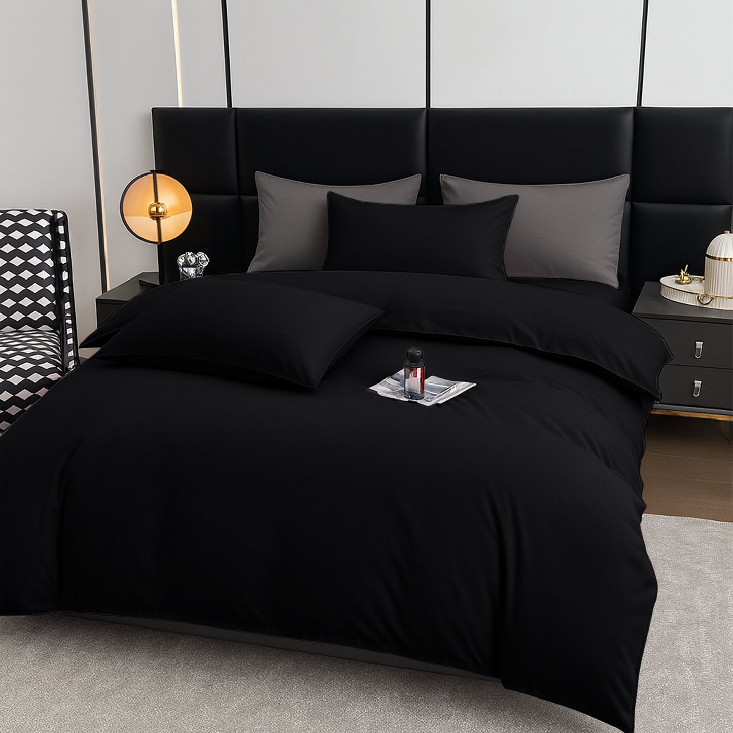 4pcs Brushed Solid Color Duvet Cover Set, Ultra-Soft & Breathable Microfiber, Includes 1pc Duvet Cover, 2pcs Pillowcases, 1pc Fitted Sheet, Single, Double, King, Super King Sizes