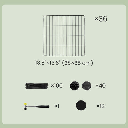 2-Floor Metal Pet Playpen, 36 Grid Panels, Customisable Cage Enclosure for Small Animals, Guinea Pigs Hamster Runs, Rabbit Hutches, Includes Mallet, Indoor, 143 x 73 x 71 cm