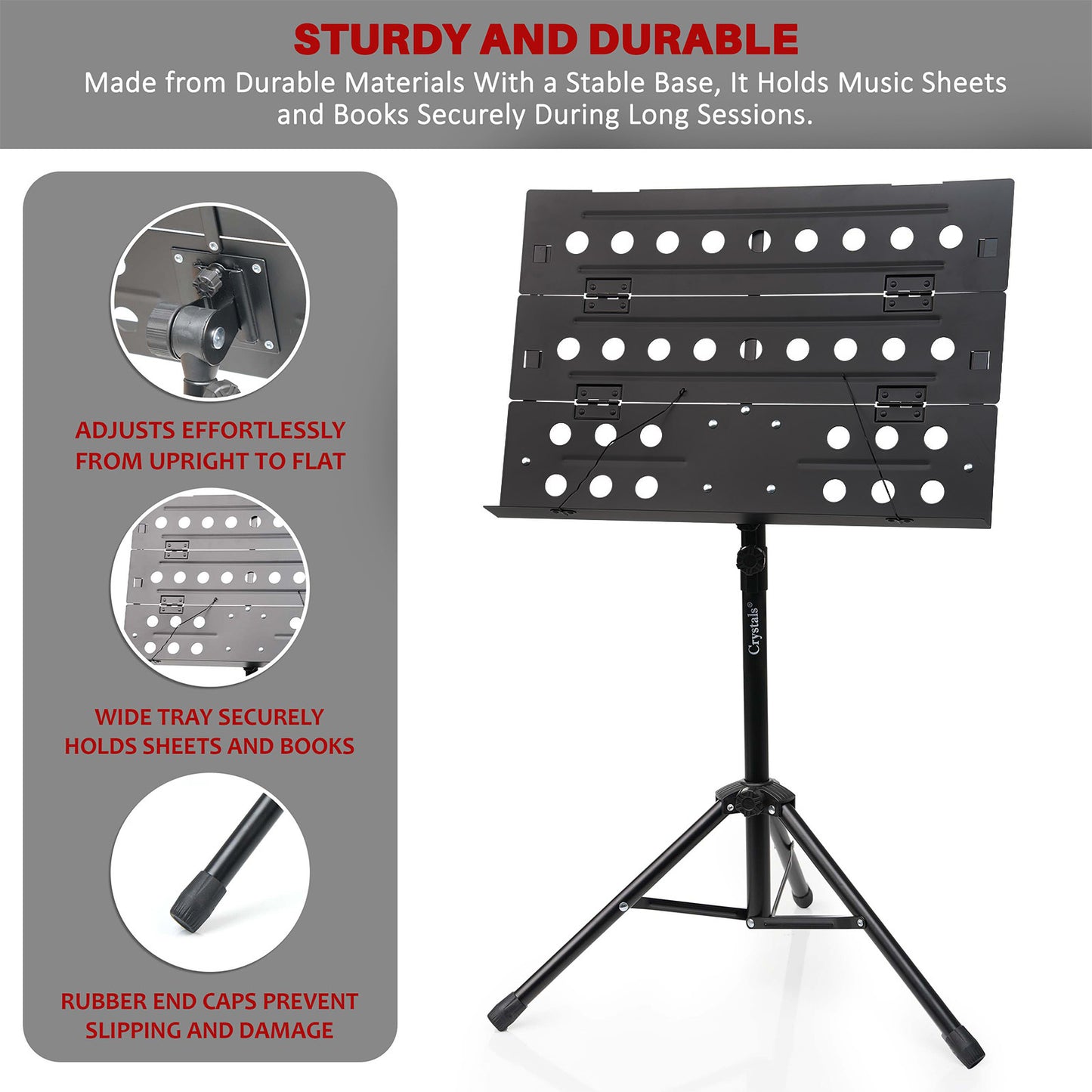 Foldable Music Stand, Heavy-Duty Tripod Base – Adjustable Height, Portable Sheet Music Stand with Carrying Bag for Musicians, Performers, and Students, Lightweight Design, Non-Slip Rubber Feet, Versatile For Sheet Music And Books