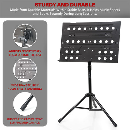 Foldable Music Stand, Heavy-Duty Tripod Base – Adjustable Height, Portable Sheet Music Stand with Carrying Bag for Musicians, Performers, and Students, Lightweight Design, Non-Slip Rubber Feet, Versatile For Sheet Music And Books