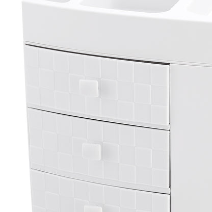 Desktop Storage Box, 4 Drawers and 1 Top Platform, Desk Organizer with Drawer, Display Case and Cosmetic Storage Box, Great for Bathroom, Dresser, Countertop Cosmetic Organiser, White