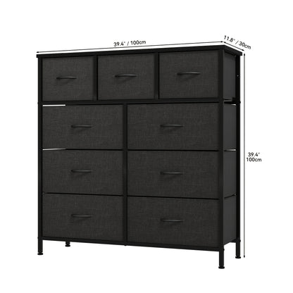 Nine-Drawer Fabric Storage Unit for Organizing Items in The Bedroom, Living Room, Hallway, Or Closets, Featuring a Robust Steel Frame And a Wooden Top