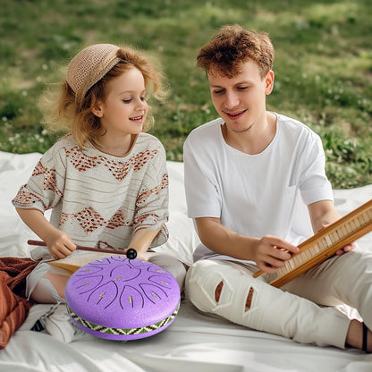 Rain Drum for Outside Garden, 6 Inch 11 Notes Steel Tongue Drum Instrument Steel Drum Set with Drumsticks,Stand Meditation Yoga Musical Education,Best Gift