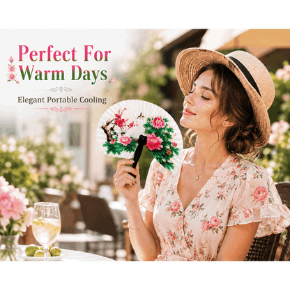 24 Folding Fans - Compact Foldable Fans Assorted Designs with Floral and Bird Patterns, Ideal as Gifts and Decorations, Paper Fans