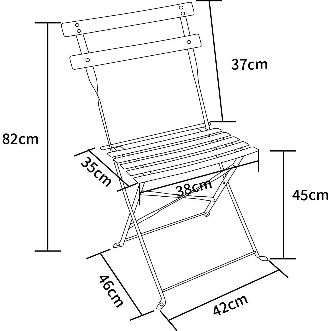 MOF 3-Piece Folding Bistro Set, Outdoor Garden Metal Table and Chairs, Powder-Coated Steel, 4 Colours Available