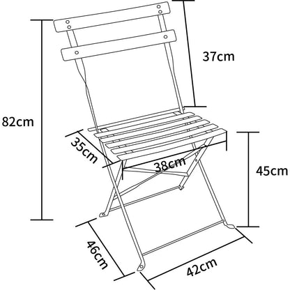 MOF 3-Piece Folding Bistro Set, Outdoor Garden Metal Table and Chairs, Powder-Coated Steel, 4 Colours Available
