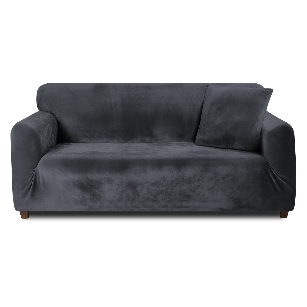 Sofa Cover Velvet Plush Thick High Stretch Elastic Fabric L Shape Sofa Slipcover Couch Cover 1 2 3 4 Seater Polyester Spandex Furniture Protector Cover Include Pillowcase for Living Room