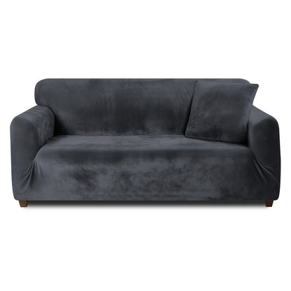 Sofa Cover Velvet Plush Thick High Stretch Elastic Fabric L Shape Sofa Slipcover Couch Cover 1 2 3 4 Seater Polyester Spandex Furniture Protector Cover Include Pillowcase for Living Room