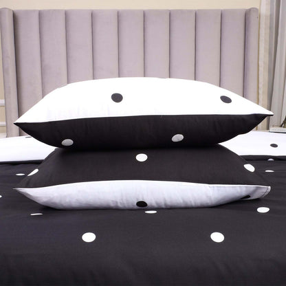 3pcs Polka Dot Printed Reversible Duvet Cover Set - with Pillowcases Soft & Breathable Microfiber, Button Closer, Machine Washable, wrinkle free & Durable – perfect for Bedroom, Guest Room All Sizes Available