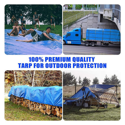 3x5m Blue Tarpaulin Waterproof Cover Trap Heavy Duty Waterproof Camping Sheet Cover 3 x 5 Metres