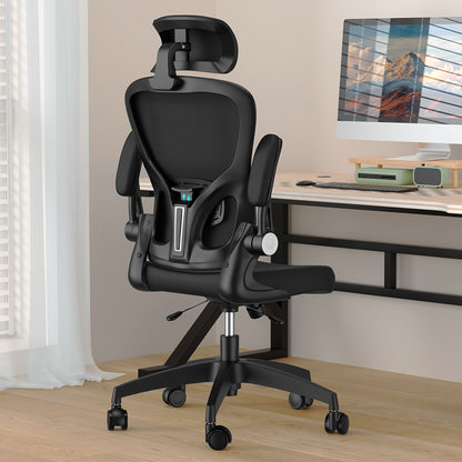 Ergonomic Mesh Office Chair with Adjustable Height, Flip-Up Armrests, Free-Tilt Mechanism & Split-Back Adjustment - Ideal for Home Office & Study Computing