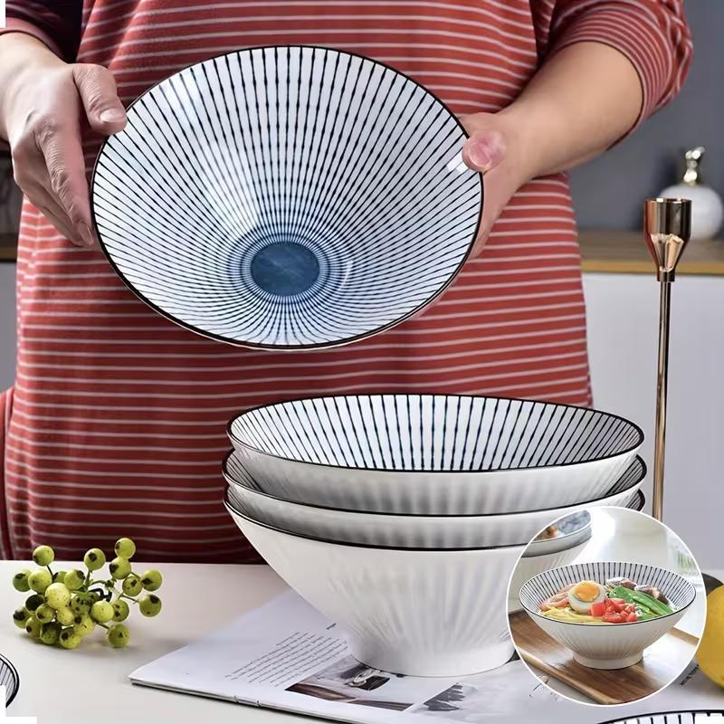 4pcs Ceramic Plates Set, 20.5 cm - Italian Pasta Bowls，Elegant Round Dinner Plates with Delicate Patterns, Durable and Easy to Clean, Perfect for Home, Dorm, Kitchen, Restaurant - All-Season Use, Kitchen Essential, Fashionable Tableware, High-Quality Dish