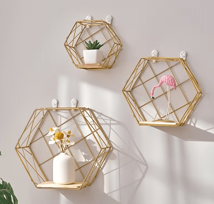 Gold Floating Display Shelves - Set of Three - alternate angle 18