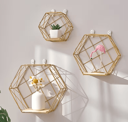 Gold Floating Display Shelves - Set of Three - alternate angle 18