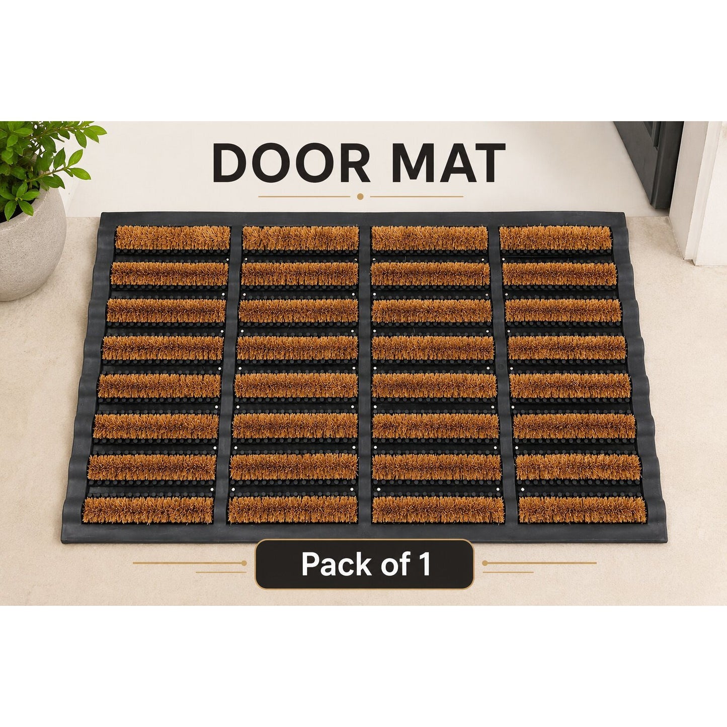 Nimbus Door Mat – Non-Slip Coir Door Mats Outdoor with Durable Rubber Backing – Super Absorbent, Machine Washable Outdoor Mat for Rain, Mud & Dirt – Ideal for Home, Porch, Patio (Pack of 1 and 2 Available)