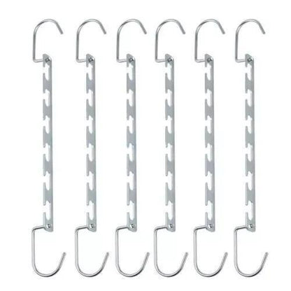 Space Saver Hanger 6-Pack - Silver Metal Magic Closet Organizer Hook, Holds 6 Garments, Up to 50kg, for Efficient Wardrobe Storage