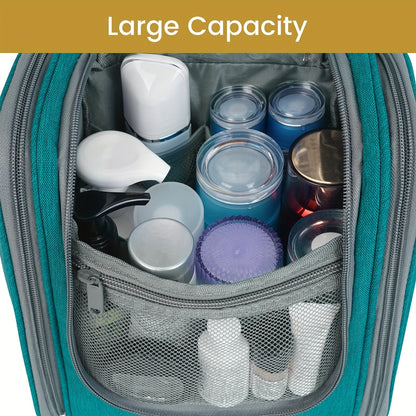 Hanging Toiletry Bag Women Large Capacity Travel Makeup Bag Organizer Bag with A PVC Compartment for Essentials Accessories Shampoo Cosmetics Toiletries Roomy Cosmetic Pouch Vanity Essential Toiletry Bag for International Travel Valentine's Day Gifts