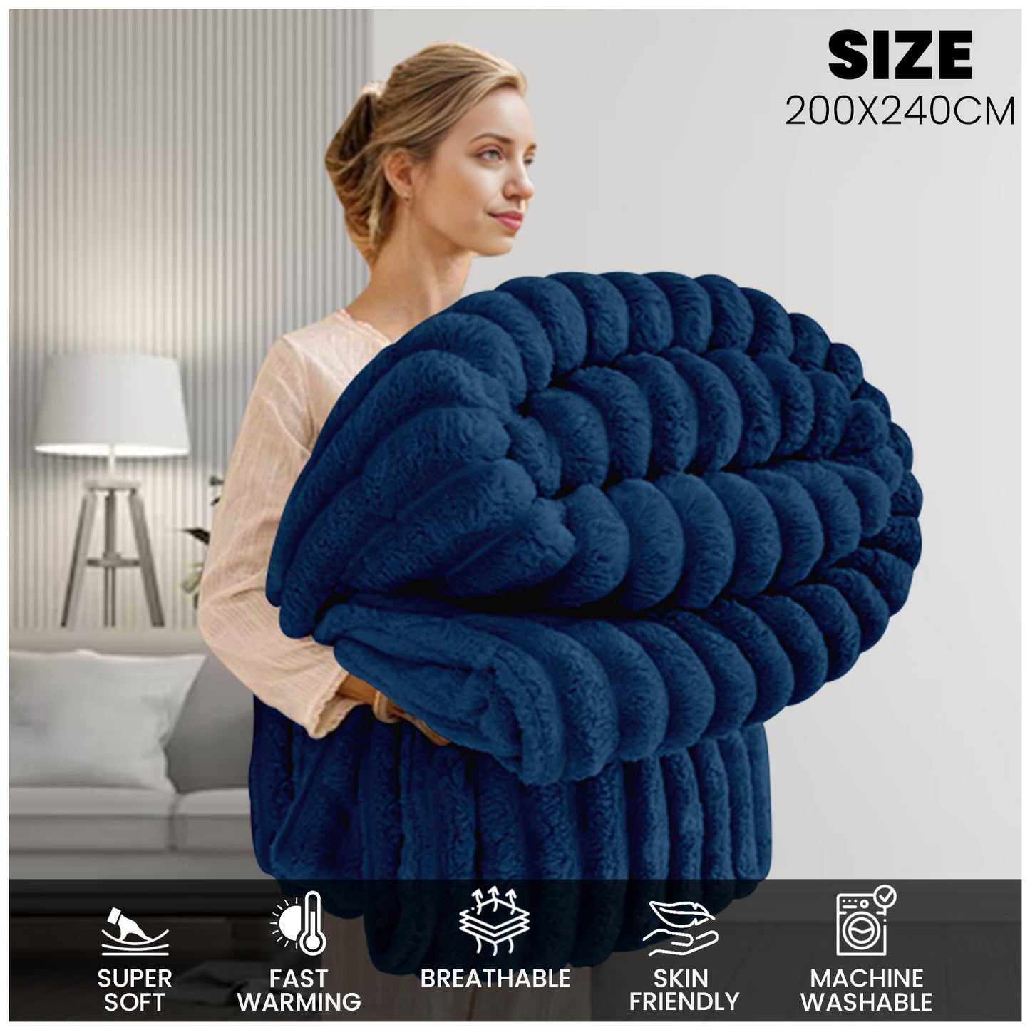 GC GAVENO CAVAILIA Luxuriously Ribbed Throw, Soft Plush Fleece Blanket, Lightweight and Cosy Sofa Bed throw, 200x240cm, Premium Quality Polyester Decorative Throw for Home Comfort | Fast Dispatch from Local Warehouse | Trusted UK Brand