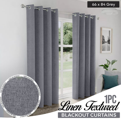 2pcs Linen Textured Blackout Curtains – Linen-Look Coated Thick Fabric Grommet Top Drapes for Bedroom & Living Room, Noise Reducing Energy Saving Window Panels for Home Decor 135GSM