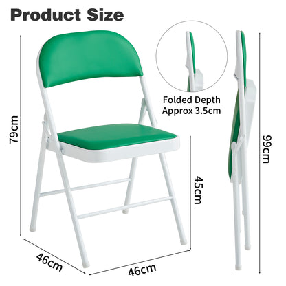 Set of 6 Folding Chairs, Faux Leather Foldable Chairs with Metal Frame and Padded Seat, Easy to Fold and Store for Home, Office, Dining and Reception