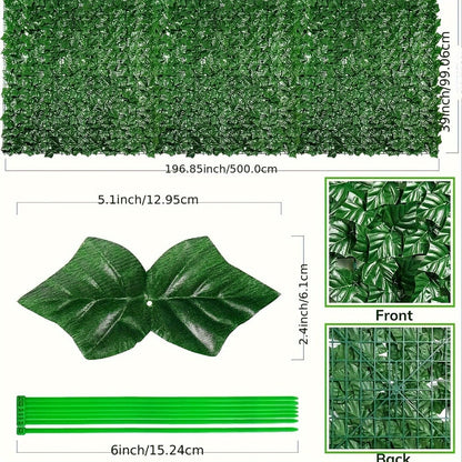 Artificial Ivy Privacy Fence Screen Panel 5m Extra Long Balcony Garden Wall Trellis Faux Hedge Leaf Outdoor Home Decor Green