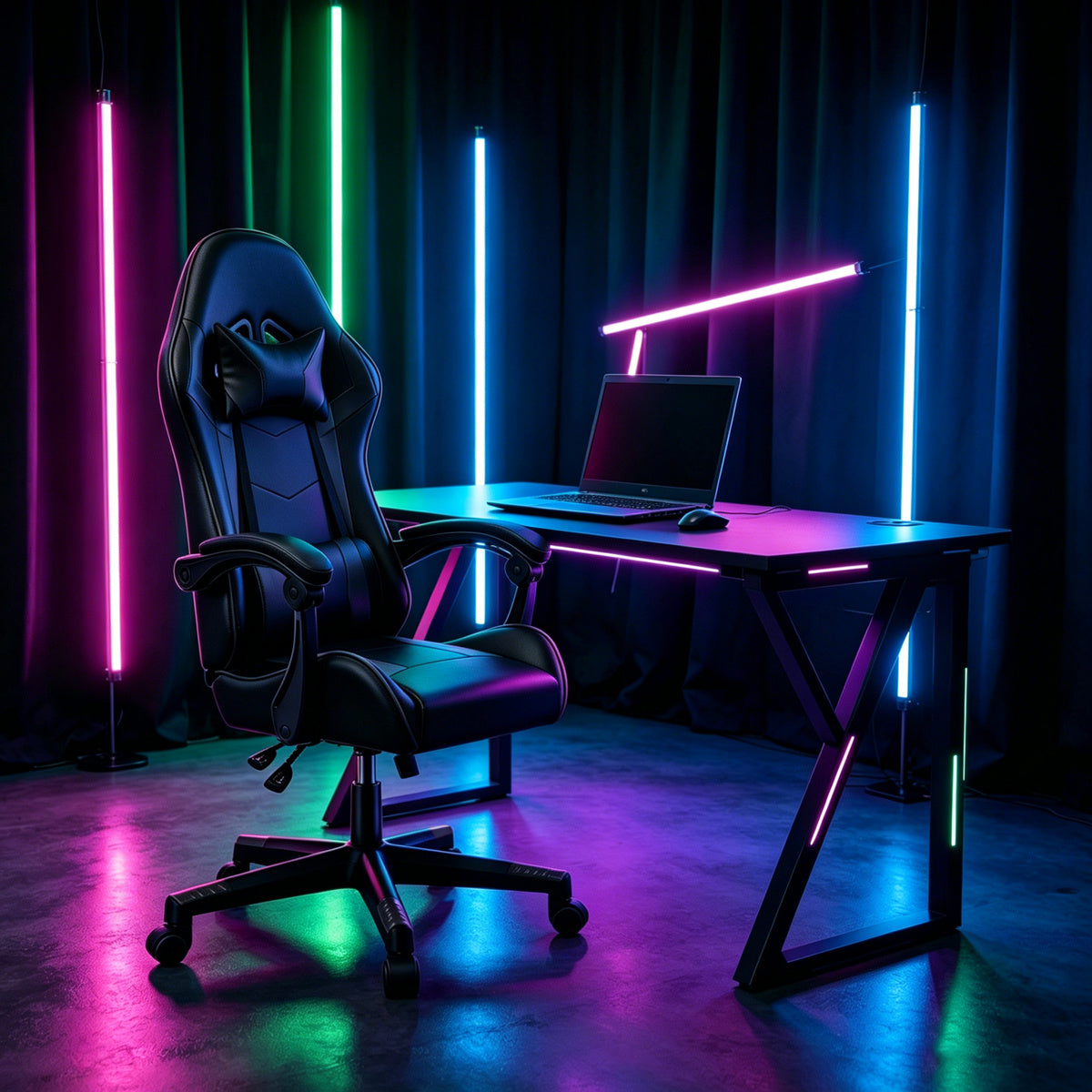 【Gaming Chair】 Ergonomic design Office Chair, height adjustable office chair, Lumbar Support+ headrest, 90° - 135° reclining gaming chair, white, red, gray