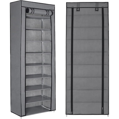 10 Tier Shoes Rack with Dustproof Cover, Shoe Storage Cabinet, Shoe Organizer, Easy to Assemble, Hold up to 25-30 Pairs