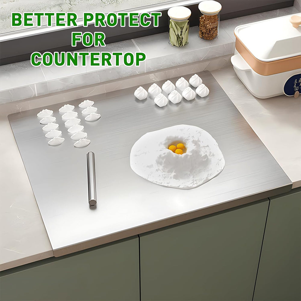 1PC 50*40cm/70*58cm Stainless Steel Chopping Board, Double-Sided Food Grade Stainless Steel, Smooth & Durable for Kitchen & Catering