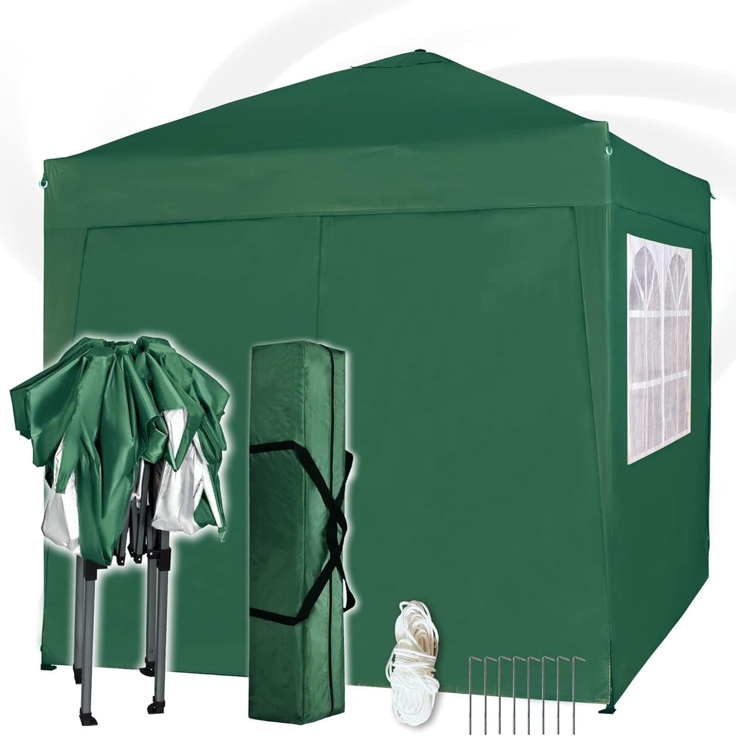 Pop-up Gazebo 2m x 2m With Sides Silver Protective Layer Waterproof Marquee Canopy