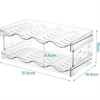 Stackable 2 Tier Water Bottle Holder 4 Bottles Per Tier Clear Plastic fridge Bottle Rack Wine Racks for Cabinet Fridge Pantry Freezer Space Saving Kitchen Storage Organisers