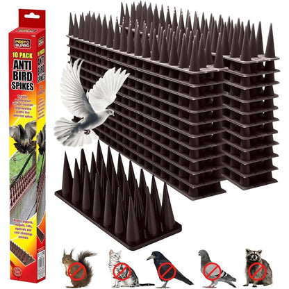 9-Pack Heavy-Duty Bird & Cat Spikes - Outdoor Anti-Climb Fence spikes, Easy Installation No Tools Needed, Weatherproof for Balcony, Patio, Garden, Rooftop - Non-Toxic Animal Deterrent, Patio Security, Durable Strip, Reliable Protection, Pest Control, Prop